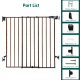 Babelio 26-43" No Bottom Bar Baby Gate for Babies, Elders and Pets, 2-in-1 Hardware Mount Dog Gate for The House, Stairs and Doorways, with Large Walk Thru Door, Black Wood Pattern BABELIO