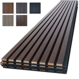 NeatiEase Wood Panels for Wall, 4-Piece 96" x 12.6" Soundproof Wood Slat Wall Panel for Interior Wall Decor Noise Cancelling, Wood Acoustic Wall Panels, Sound Absorbing Panel (Dark Walnut) NeatiEase