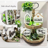 6 Pieces Farmhouse Tiered Tray Decor Beautiful Sweet Home Wood Sign Artificial Plant Rustic Tray Decorations Centerpiece Set for Home & Kitchen Decor(Tiered Tray NOT Included) Jxueych