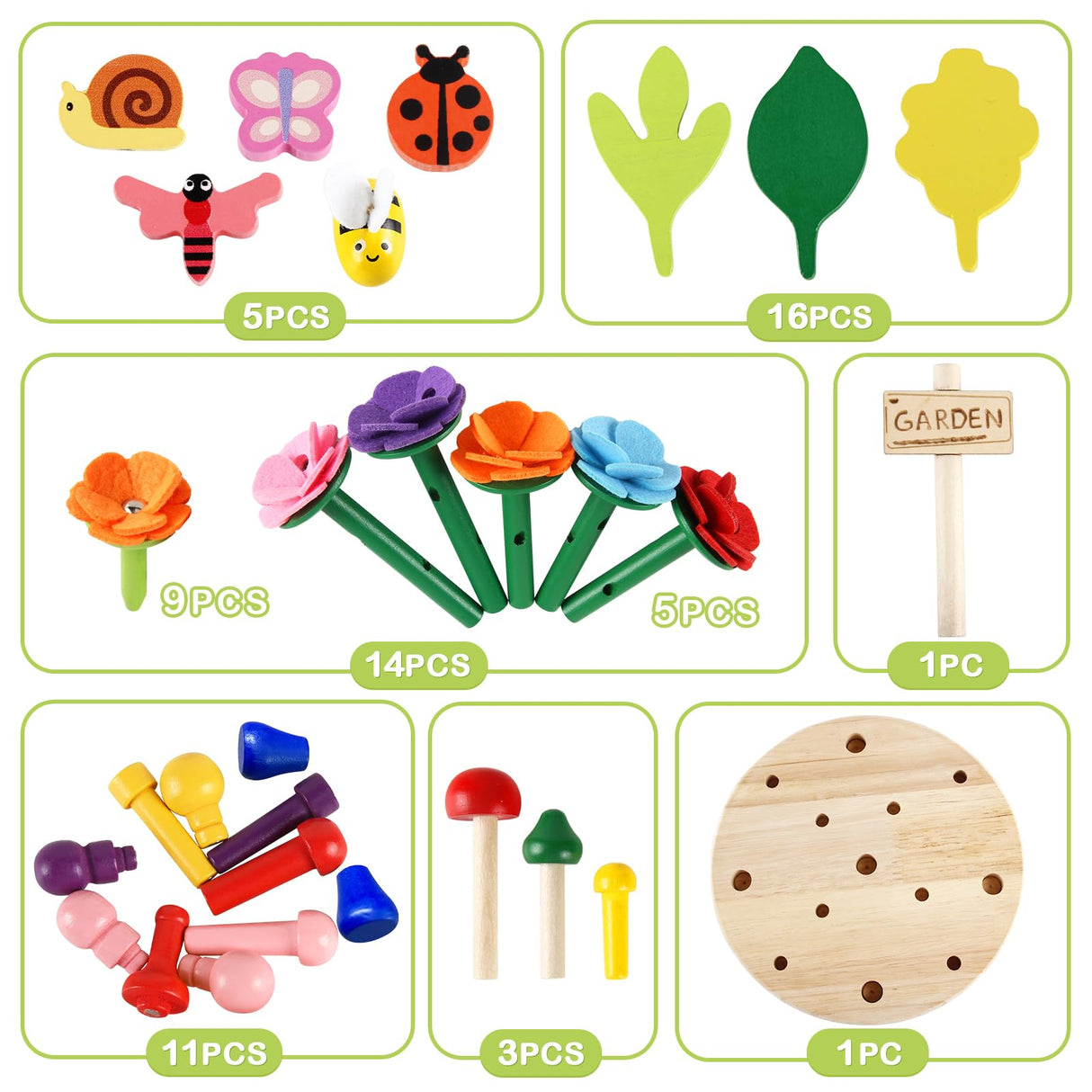 Wooden Flower Garden Building Toys for Kids, STEM Educational Activity Preschool Kit Gift for Boys Girls Age 3 4 5 6 7 Years Old, Stacking Game for Toddlers Build a Bouquet Spring Gifts Gserin