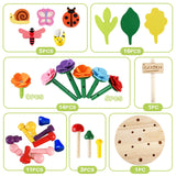 Wooden Flower Garden Building Toys for Kids, STEM Educational Activity Preschool Kit Gift for Boys Girls Age 3 4 5 6 7 Years Old, Stacking Game for Toddlers Build a Bouquet Spring Gifts Gserin