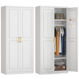 UNICOLY Armoire Wardrobe Closet with Doors, 71'' Wardrobe Cabinet with Hanging Rod, Metal Closet with 2 Adjustable Shelves for Bedroom School, Employee, Gym, Armarios De Ropa para Dormitorio, White UNICOLY