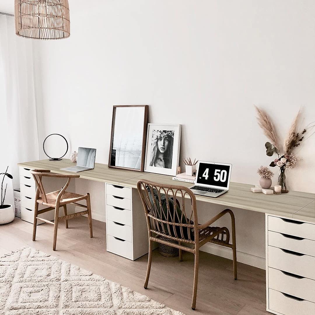 Kaboon Universal Tabletop 45"x20", Solid One-Piece Melamine Table Top, Double Desk L-Desk Floating Desk DIY, Home and Office, Oak Kaboon