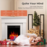 R.W.FLAME 43” Corner Electric Fireplace Mantel Wooden Surround Firebox, TV Stand with Freestanding Electric Fireplace, Remote Control, Adjustable Led Flame, 750W/1500W Pearl White R.W.FLAME