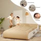 Gaglojti 16" Queen Air Mattress Full with Built in Pump for Camping,Portable Blow up Mattress with Carry Bag,High-Speed Pump,Luxury Inflatable Mattress Comfort Flocked Airbed for Guest,Home(Khaki) Gaglojti