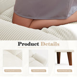 Homall Futon Sofa Bed, Modern Loveseat Futon Couch with Adjustable Backrest and Armrests, Sleeper Sofa Bed with Wood Frame for Living Room, Office, Apartment (Corduroy, White) Homall