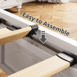 LIKIMIO Platform Queen Size Bed Frame, Farmhouse Bed Frames with Lift Up Storage, Wooden Slats, Sturdy and No Noise, Easy Assembly, White LIKIMIO