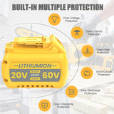 JUNWOOD 1Pack 9.0Ah Replacement for Dewalt 20V 60V Flexvolt Battery Lithium Compatible with DCB606 DCB609 DCB612 DDCB200 DCB201 DCB203 DCB204 DCB206 DCB207 DCB209 JUNWOOD