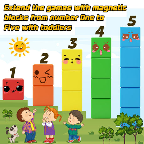 48PCS Magnetic Blocks for Toddlers Toys, Large Magnetic Cube Toys for Sensory STEM Education Preschool Magnet Toys for 3 4 5 6 Year Old Boys and Girls, Compatile with Mine Magnet World Toylogy