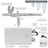 Ovaga 55PSI Ultra-Silent Airbrush Kit, Dual-Action Multi-Function Airbrush Set with Compressor for Painting Portable Air Brush Set for Cake Decoration Makeup Art Craft Nail Design Model Tattoo Ovaga