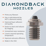 Diamondback Nozzles – MAKO/FIN Compatible – Polycrystalline Solid Diamond Tip 3D Printer Nozzles, Improved Extrusion, Any Filament, Long Life, Wear Resistant, Layer Adhesion, USA Made (0.8mm) US Synthetic