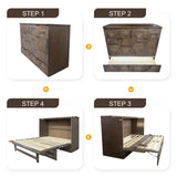 VilroCaz Murphy Bed Cabinet with Charging Station and Large Storage Drawer - Queen Size Foldable Bed for Home Office or Small Room VilroCaz