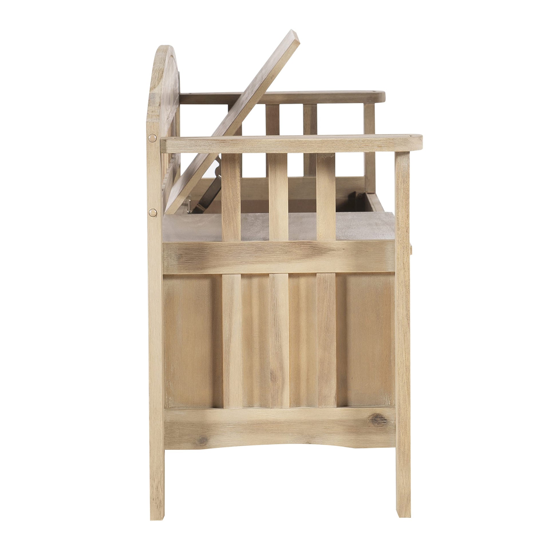 Linon Natural Washed Storage Frankie Bench, Seat Height of 18" - WoodArtSupply