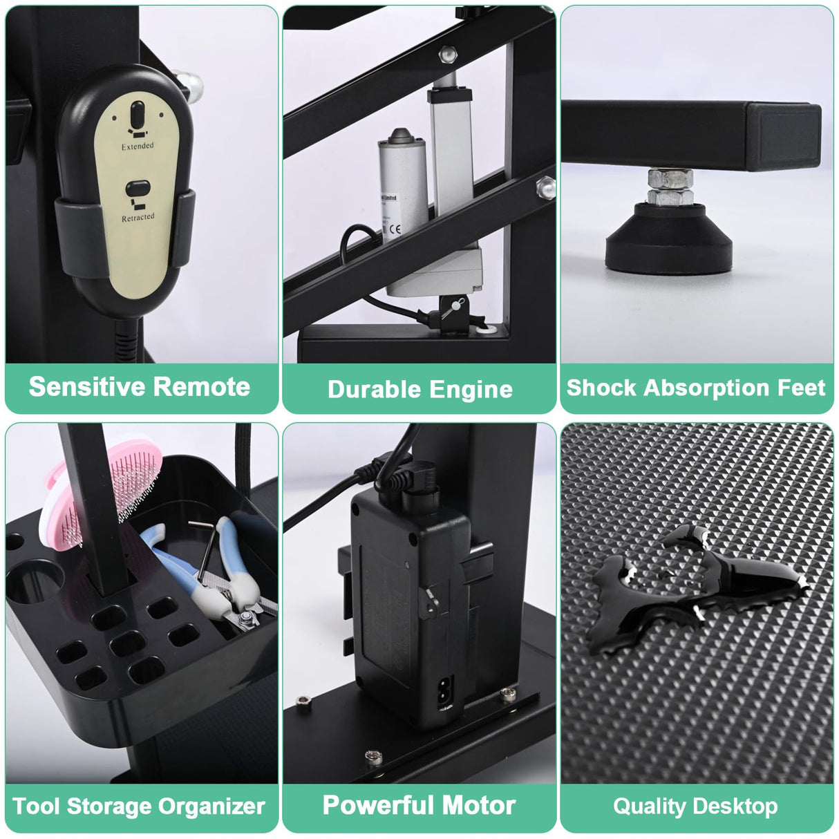 CIRONBOW 24" Electric Rotating Dog Grooming Table, Fast Lift Heavy Duty Dog Grooming Table Swivel 360° for Small Dogs with Anti Skid Tabletop, Grooming Set, Remote,Tool Organizer and Arms, Black CIRONBOW