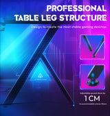 Dowinx Gaming Desk with LED Lights, RGB Gaming Computer Table with Carbon Fibre Surface, LED Home Office Desk with Remote Control, Pc Workstation, 47 Inch, Black Dowinx