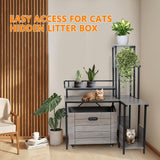 Cat Litter Box Enclosure Furniture with 3-Tier Storage Shelves, Wooden Large Hidden Litter Box Furniture, Modern Style Cat Washroom with Metal Frame Cat House Doppeltcharms