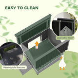 PawHut Duck Coop, Wooden Duck House, Outdoor Small Animal House with Openable Roof, Double Doors, Removable Base for 1-3 Ducks, Light Gray PawHut