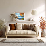 Paint by Numbers Champlain Lake for Adults Unframe, Vermont Lakes Fall Scenery Paint by Number, Mountains Forest Around Lake DIY Oil Painting Acrylic Paints Kits for Home Decor(20×16inch) ARNLRDYA