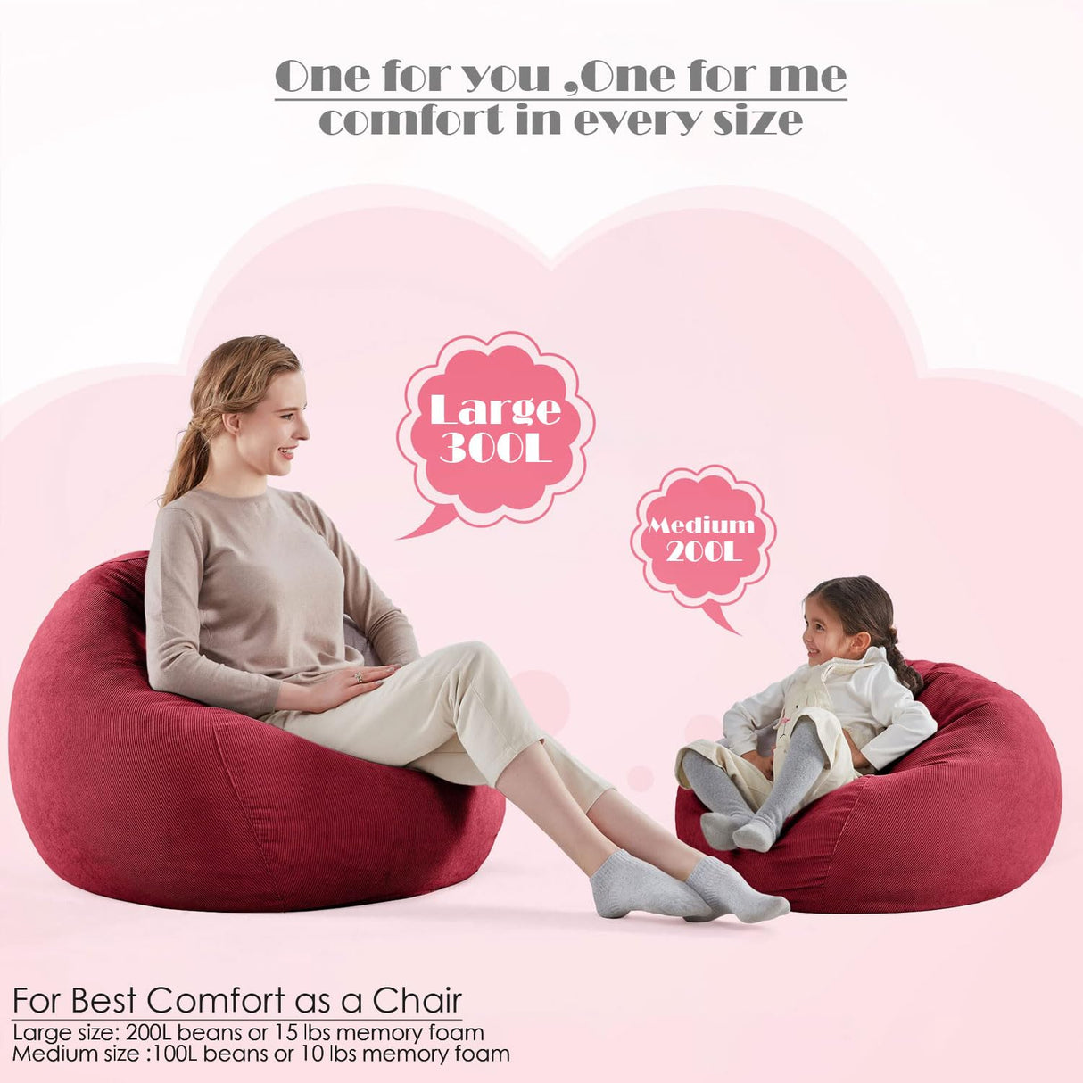 Nobildonna 3 ft Bean Bag Chair Cover (No Filler) 35"×43" Large Stuffed Animal Storage Bean Bag Washable Big Beanbag Chair Cover Premium Corduroy Bean Bag Cover for Adults,Kids,Wine Red 300L Nobildonna