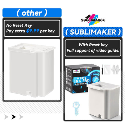 Waste Ink Pad Replacement with Reset Code for Epson Ecotank ET-2800 ET-2803 ET-4800 ET-2720 ET-4700 ET2800 ET2720 Printer, Compatible for Epson Ink Pad Replacement Maintenance Box with Reset Key