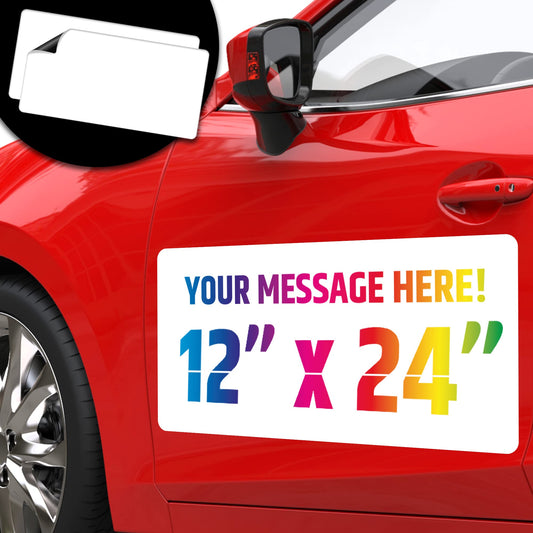 Premium Magnetic Car Signs - Will Never Fly Off Your Vehicle/Truck Door (Upgraded Magnets) - Customize The Magnetic Sheets to Advertise Your Business | Flexible & Lays Flat | 24” X 12” | 2 Pack