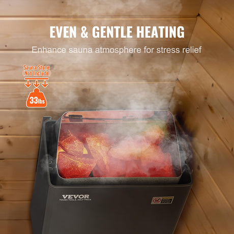 VEVOR Sauna Heater,220V Electric Sauna Stove, Steam Bath Sauna Heater 3h Timer and Adjustable Temp for Max. 176-318 Cubic Feet, (4.5KW) FCC Certification VEVOR