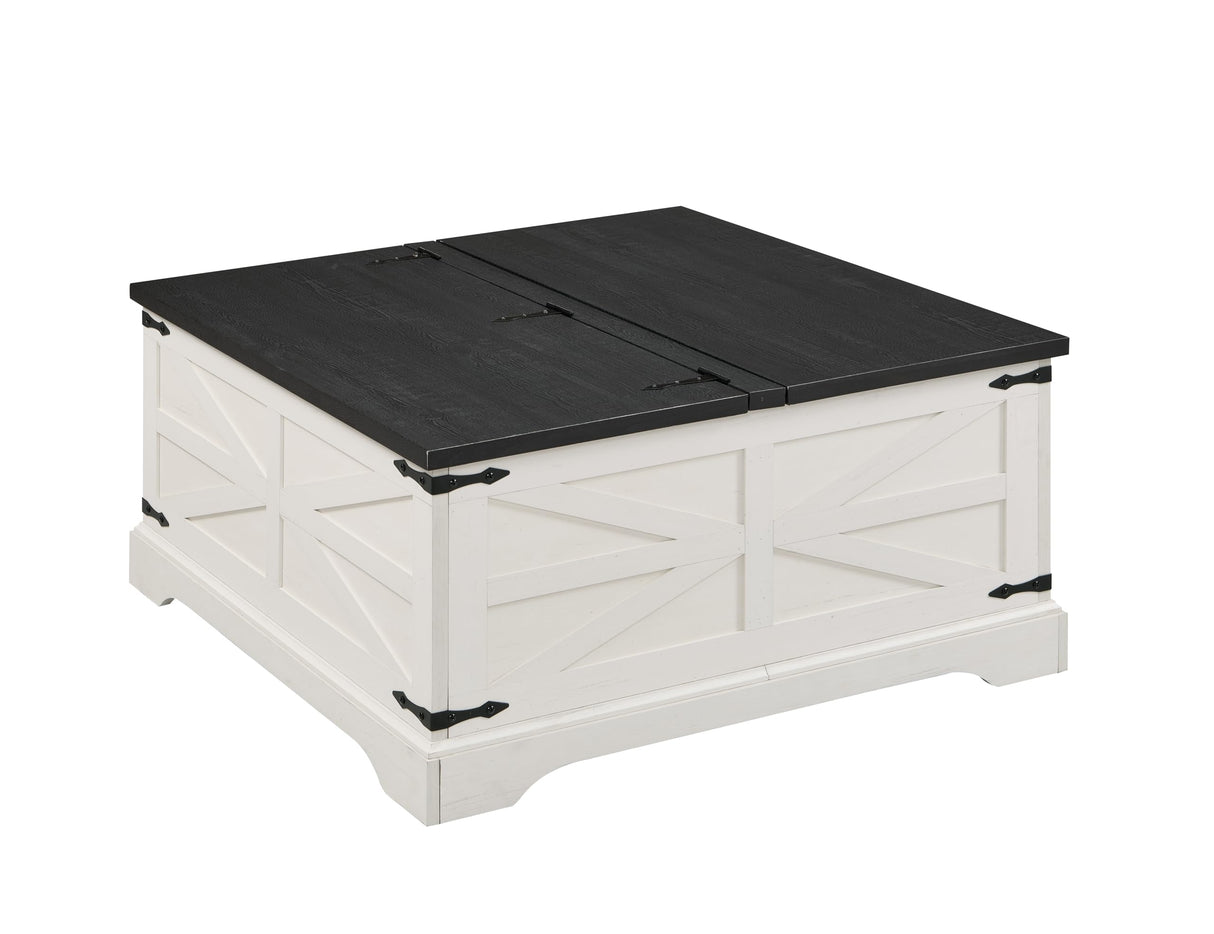 JXQTLINGMU Farmhouse Lift Top Coffee Table with Storage, 36" Wood Square Center Table with Large Hidden Compartment, Rustic Lift Tabletop Dining Table for Home Living Room, White JXQTLINGMU