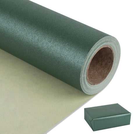 NESCCI Dark Green Matte Wrapping Paper,Solid Color Pearly-Lustre Paper,Gift Wrapping Paper,Perfect for Halloween, Wedding,Valentine's Day,Birthday, Christmas,Baby Shower,DIY Bouquet (17 Inches X 32.8 Feet) NESCCI