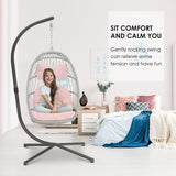 Brafab Pink Egg Chair with Stand Indoor Outdoor Swing Egg Chair, Patio Wicker Hanging Chair with Stand Hammock Egg Chairs with UV Resistant Cushion and Aluminum Steel Frame for Bedroom Balcony Garden Brafab
