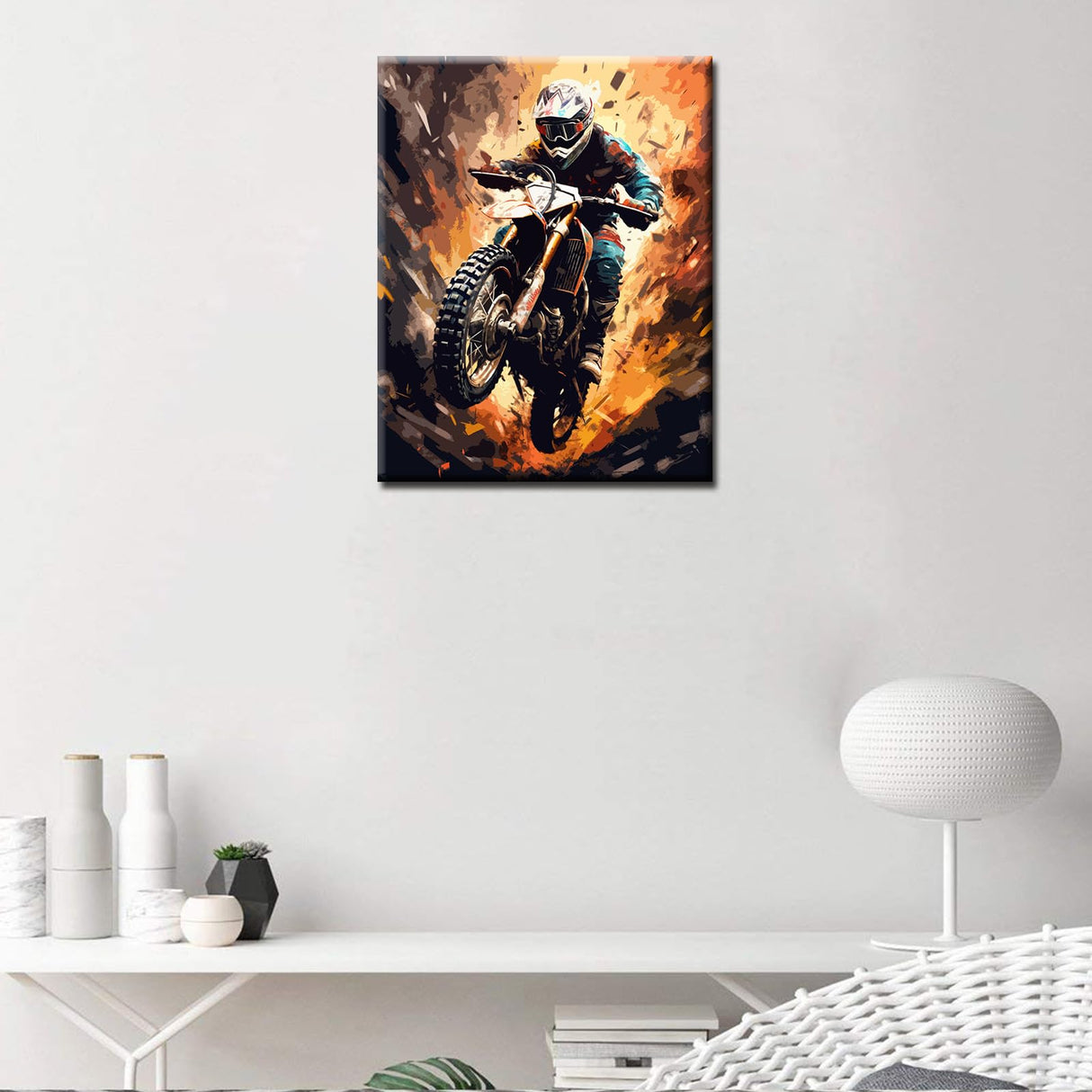 Motorbike Racing Painting Graffiti Motor Bike/Car Paint by Number Kits 16 x 20 inch Canvas DIY Motorcyclist Offroad Oil Painting for Kids Adults Beginner with Brushes and Acrylic Art(Frameless) TUMOVO