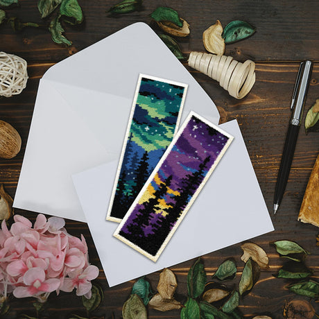 ACRNIGHEET 6PCS Cross Stitch Bookmark Kit for Adult Beginners Landscape Cross Stitch Kits DIY Crossstitch Kits Adult Stamped Bookmark Embroidery Bookmarks Kit with Instructions 8''x2.4'' 11CT ACRNIGHEET