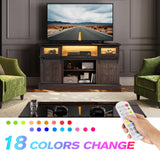 LGHM Farmhouse TV Stand for 65 inch TV, Entertainment Center TV Cabinet Stands with LED lights, Sliding Barn Door TV Center Media Console Table for Living Room, Bedroom LGHM