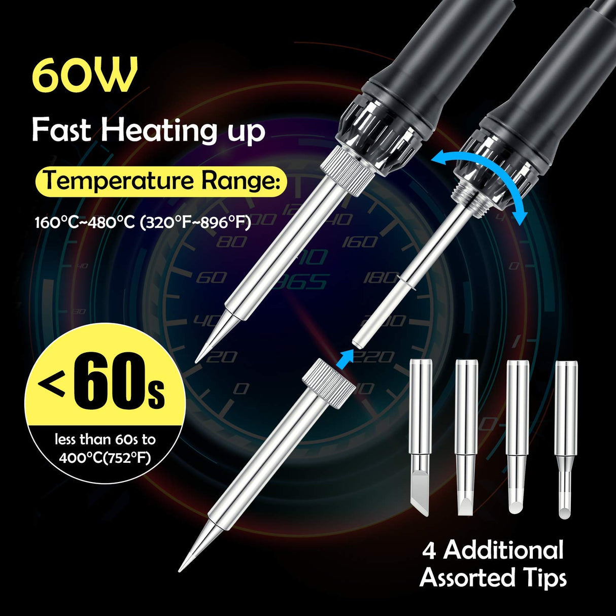 Soldering Iron Station with Fume Extractor, 80W Soldering Station, 60W Soldering Iron, Smoke Absorber, Solder Wire, LED Lighting, Fast Heating, Auto Sleep Soldering Station, LCD Digital Display Noah