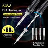 Soldering Iron Station with Fume Extractor, 80W Soldering Station, 60W Soldering Iron, Smoke Absorber, Solder Wire, LED Lighting, Fast Heating, Auto Sleep Soldering Station, LCD Digital Display Noah