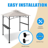 FAB BASED 5x8 Grill Gazebo Canopy for Patio, Outdoor BBQ Gazebo with Shelves & Extra 2 LED Light(Grey) FAB BASED