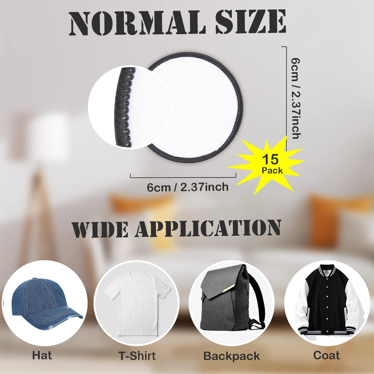 15 PCs Sublimation Patches - Iron On Blank Patches for DIY Crafts Hats Caps Backpack Uniforms (Round / 15PCs) Gadjica