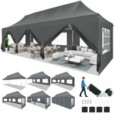 COBIZI Canopy Tent 10x30 Pop Up Canopy with 8 Removable Sidewalls Party Tents for Parties Wedding Patio Commercial Waterproof and UV50+ Ez Outdoor Instant Gazebo with Roller Bag & 4 Sandbags(Grey COBIZI