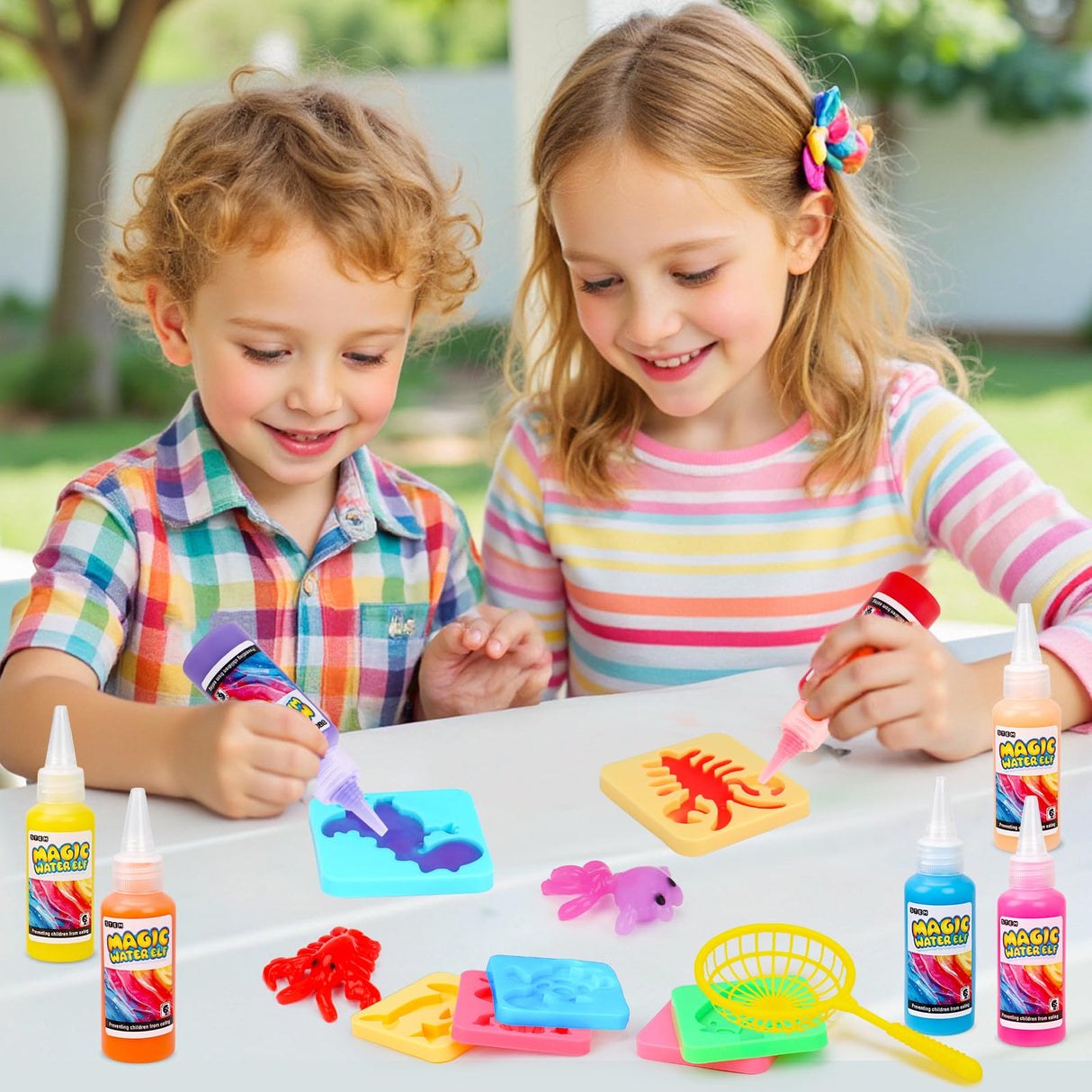 Magic Water Elf Toy Kit, Aqua Fairy Water Gel Kit for Kids with 20 Magic Gel &16 Shape Molds-DIY Elf Kits Make Your Own Water Pets Arts and Crafts for Kids 4-6 7 8 9 10 Year Old Boy Girl Gifts Basytodio