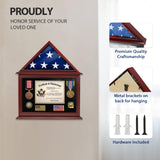 ASmileIndeep Flag Display Case Box for Folded 3'x5' American Veteran Flag Solid Wood Military Flag Certificate Shadow Box with Wall Mount Display ASmileIndeep