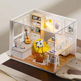 piberagi DIY Miniature Dollhouse Kit, 1:32 Scale Creative Room Mini Wooden Doll House with Furniture Plus Dust Proof for Kids Teens Adults(Study Room) piberagi