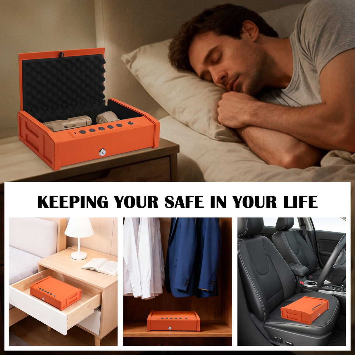 Aeltlalae Smart Biometric Gun Safe, Carbon Steel, Fingerprint Scanner with App Control, Digital Keypad, Wall Mount, 14.7x11.4x4.7 Inch-Black aeltlalae