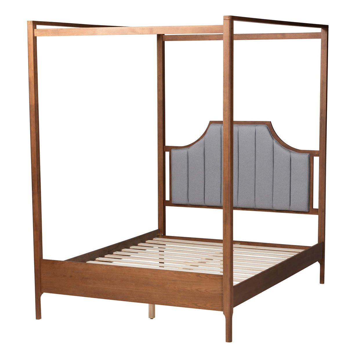 Baxton Studio Dakota Platform Canopy Bed, Queen, Light Grey/Ash Walnut Baxton Studio