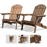 IDZO Set of 2 Outdoor Wooden Folding Adirondack Pre-Assembled BackRest, Wood Patio Chair for Garden Backyard Porch Pool Deck Firepit IDZO
