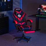 HOFFREE Massage Gaming Chair for Kids Computer Gamer Chair with Footrest and Lumbar Support Reclining PC Game Chair with Headrest for Gaming Room Red and Black HOFFREE