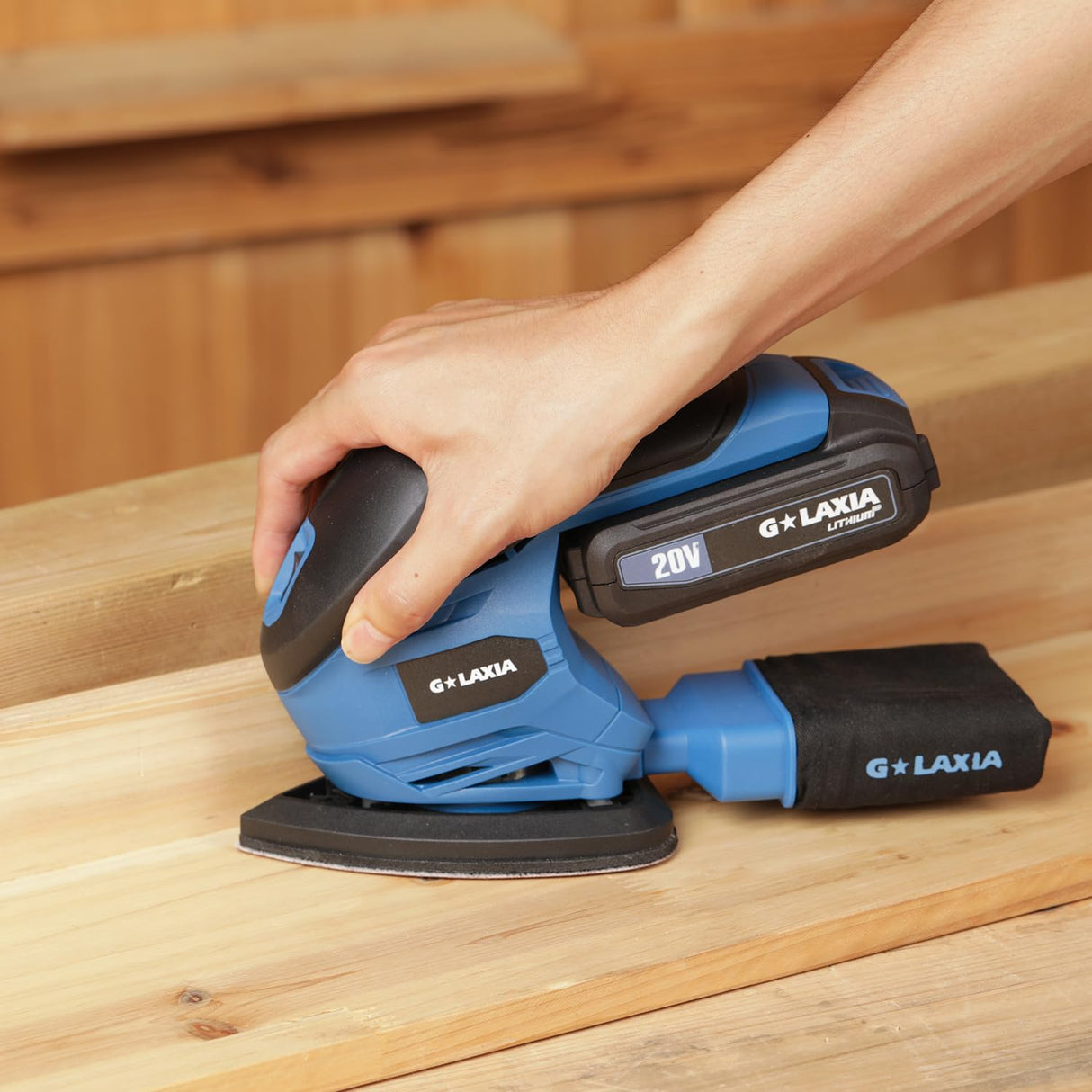 G LAXIA Detail Sander, 20V Cordless Electric Sander with 20Pcs Sandpapers, 12000 OPM Hand Held Sanders with Dust Bag for Woodworking G LAXIA
