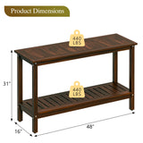 SUPER DEAL All-Weather Patio Bar Table Entry Console Table, 2-Shelf 48 inch Solid Wood Indoor Outdoor Multifunctional Buffet Storage Organizer with Adjustable Feet, Espresso SUPER DEAL