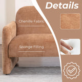 ROCITY Brown Loveseat Sofa 55'' Small Love Seat Couch Chenille Fabric 2 Seater Sofa Couch Comfy Upholstered Modern Leisure Loveseat Couches for Home Living Room Bedroom ROCITY
