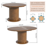 43.3 inch 59 inch Adjustable Size Round Dining Table for 4 6, Unique Design Modern Farmhouse Kitchen Table, Circle Dining Tables with Wood Strip Base for Kitchen Living Room (Walnut) LUVIOHOME