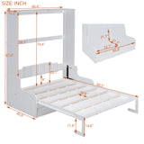 HABITRIO Queen Size Murphy Bed, Wooden Queen Murphy Bed Wall Bed with Sofa and Cushion, White HABITRIO