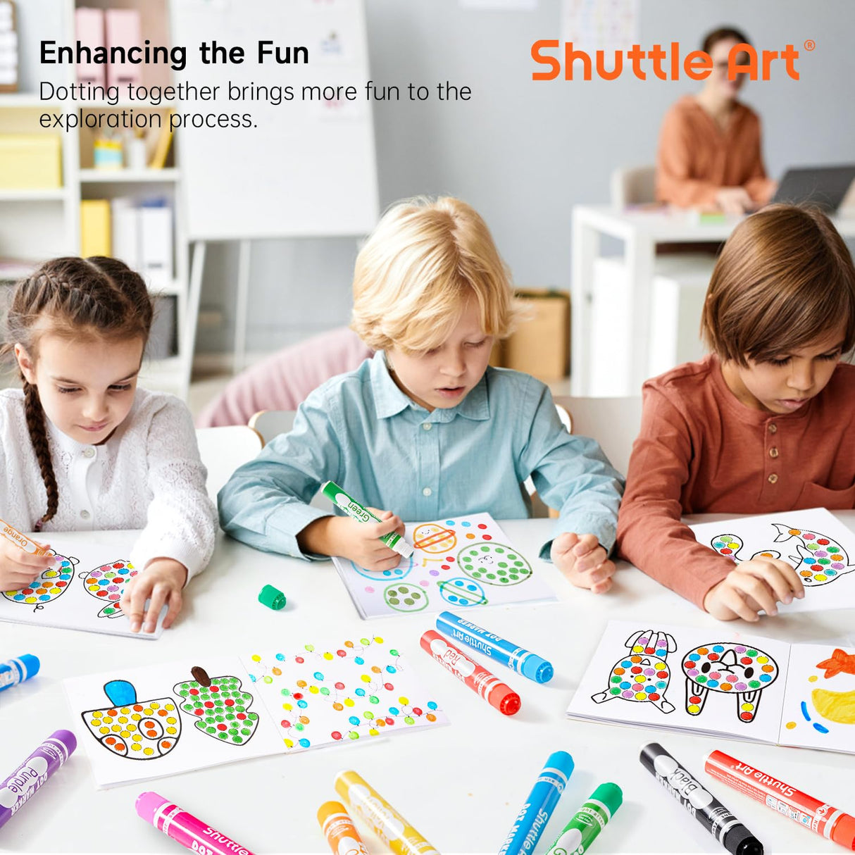 Shuttle Art Dot Markers, 10 Colors Washable Markers for Toddlers,Bingo Daubers Supplies Kids Preschool Children, Non Toxic Water-Based Shuttle Art